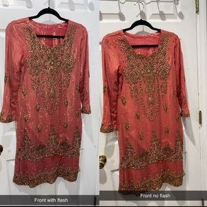 Pink Indian suit.